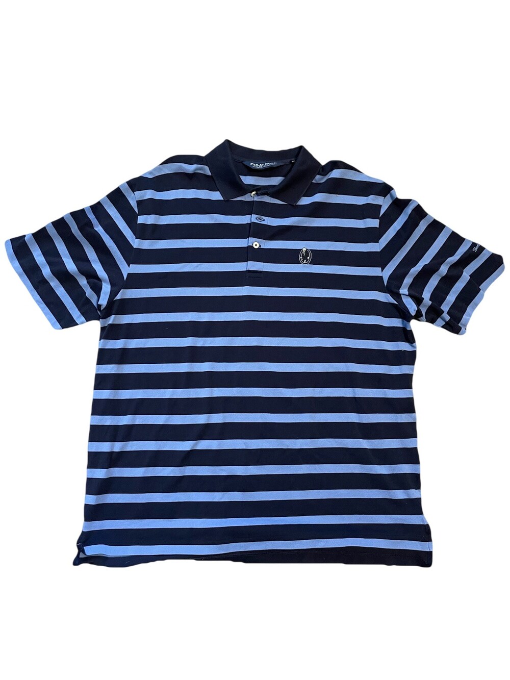 Vintage Ralph Laurel Polo Golf Shoal Creek Eagle Blue Stripped Polo Men's L